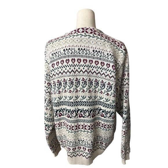 Northern Reflections Heart Cardigan Nordic Fair Isle Sweater Cotton Wool Large - Picture 4 of 9